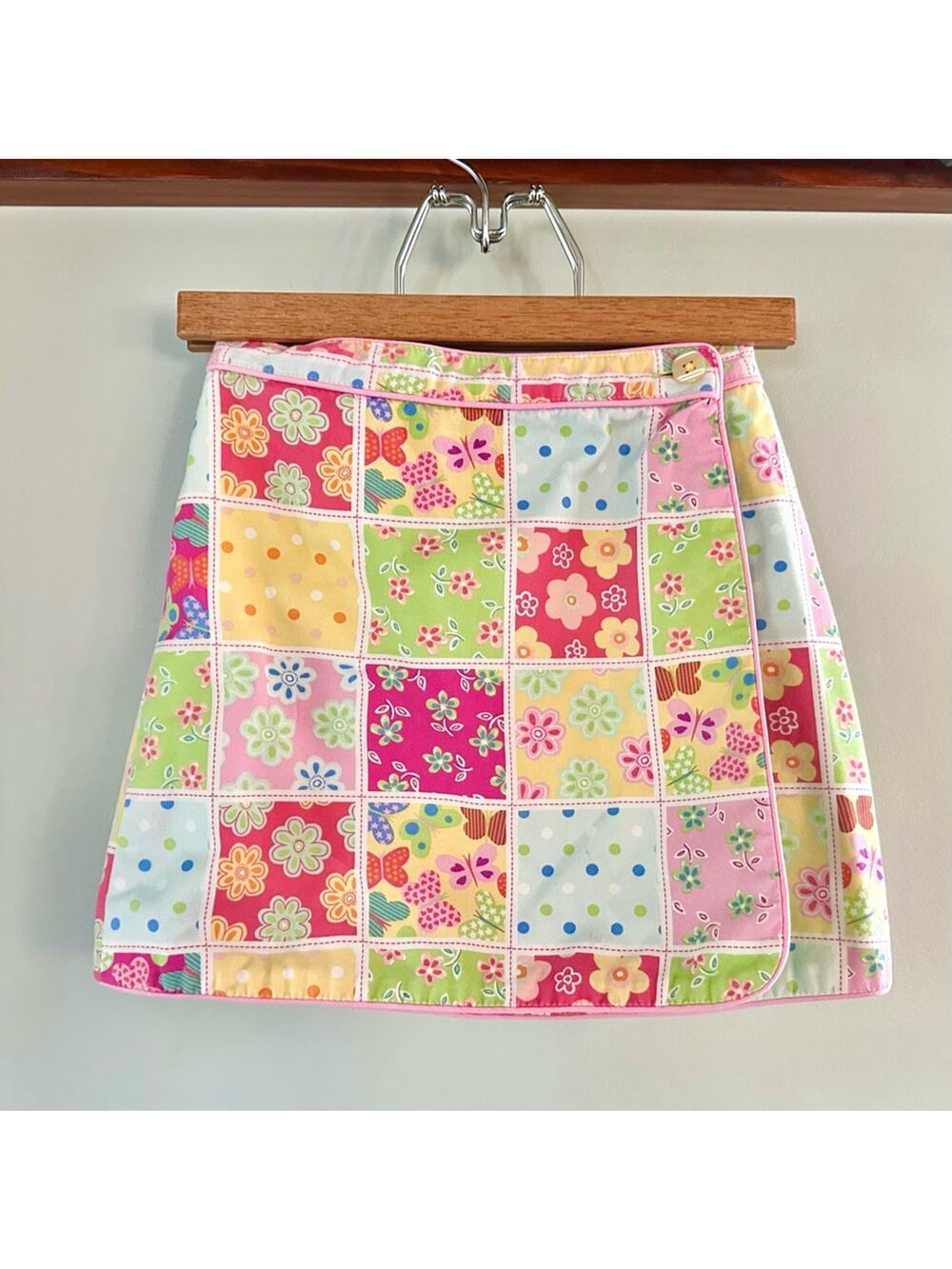 Talbots Kids Size 4 Patchwork Floral Wrap Skirt